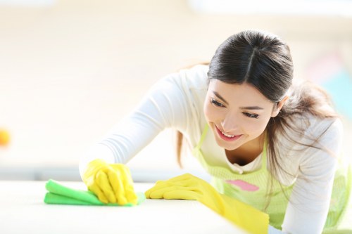 Professional inspection of curtains before cleaning in a South London property